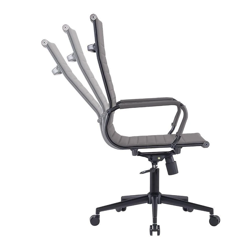 Kit 2 Cadeiras Escritório Manhattan Black Esteirinha Presidente Fratini Pu Cinza Base Rodízio Preto