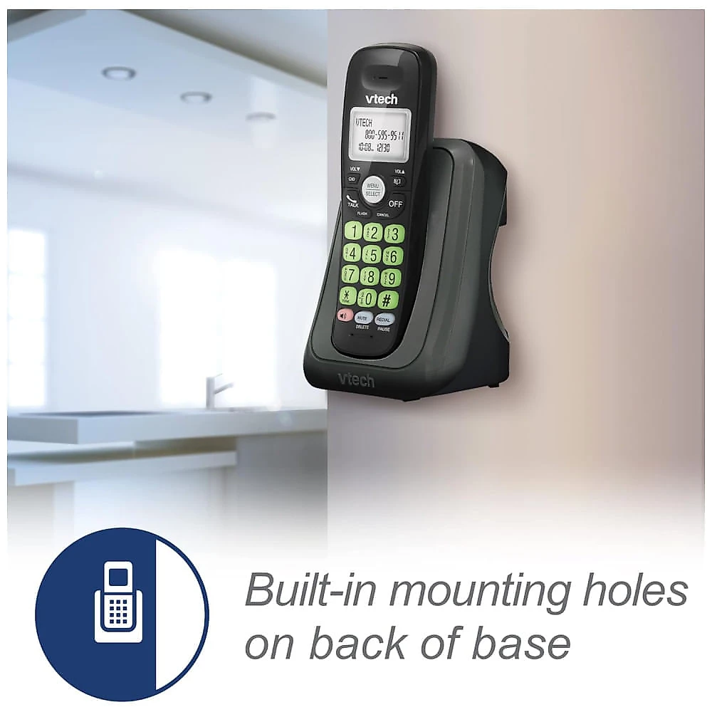 Telefone Sem Fio VTech VG13111 DECT 6.0 com Bluetooth, Display Azul e Branco, Botões Grandes, Viva-Voz Full Duplex e Identificador de Chamadas - Preto
