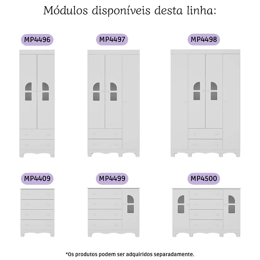 Quarto de Bebê Completo com Berço 3 em 1 com Colchão Incluso Aurora Multimóveis MP4576 Branco