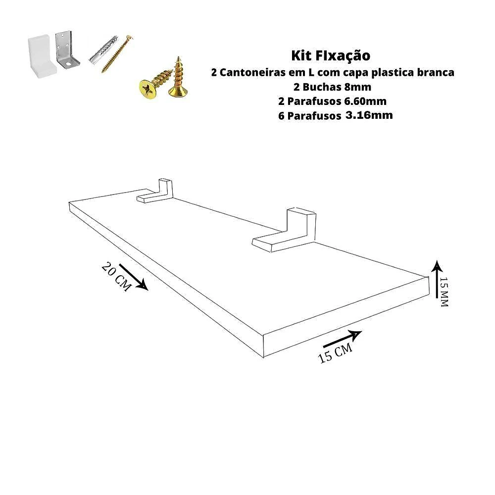Prateleira Simples 20x15CM em MDF com Suporte para Organização Amadeirado webcontinental-6012502262255