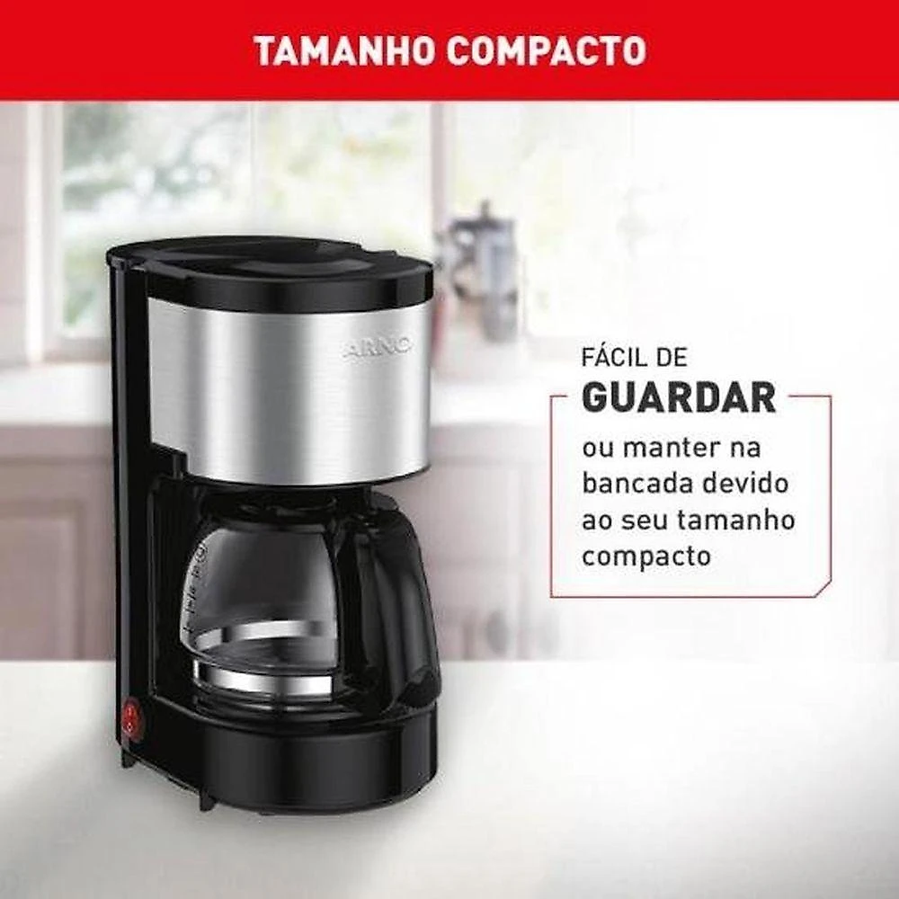 Cafeteira Elétrica para Café Arno Perfectta Inox em Aço Inox para 15 Xícaras 110V
