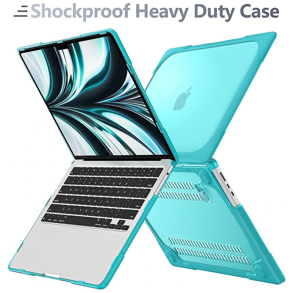 Capa Rígida Batianda MacBook Air 13,6" Azul Claro – Modelos A2681, A3113, A3240 com Suporte Dobrável e Proteção Completa