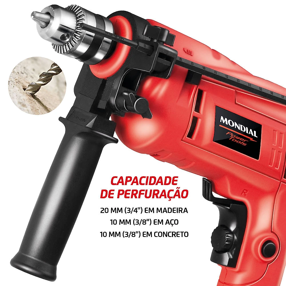 Kit Oficina Mondial Power Tools NFFI-07M FURADEIRA-127V-VERMELHO