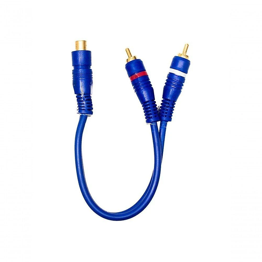 Cabo de Áudio RCA NWT Y 1 RCA Fêmea + 2 RCA Macho para Conexão de Equipamentos GOLD Azul