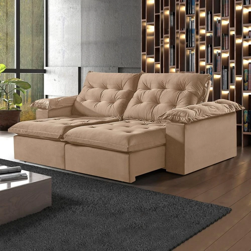 Sofá Modulado Retrátil e Reclinável 290cm Genebra