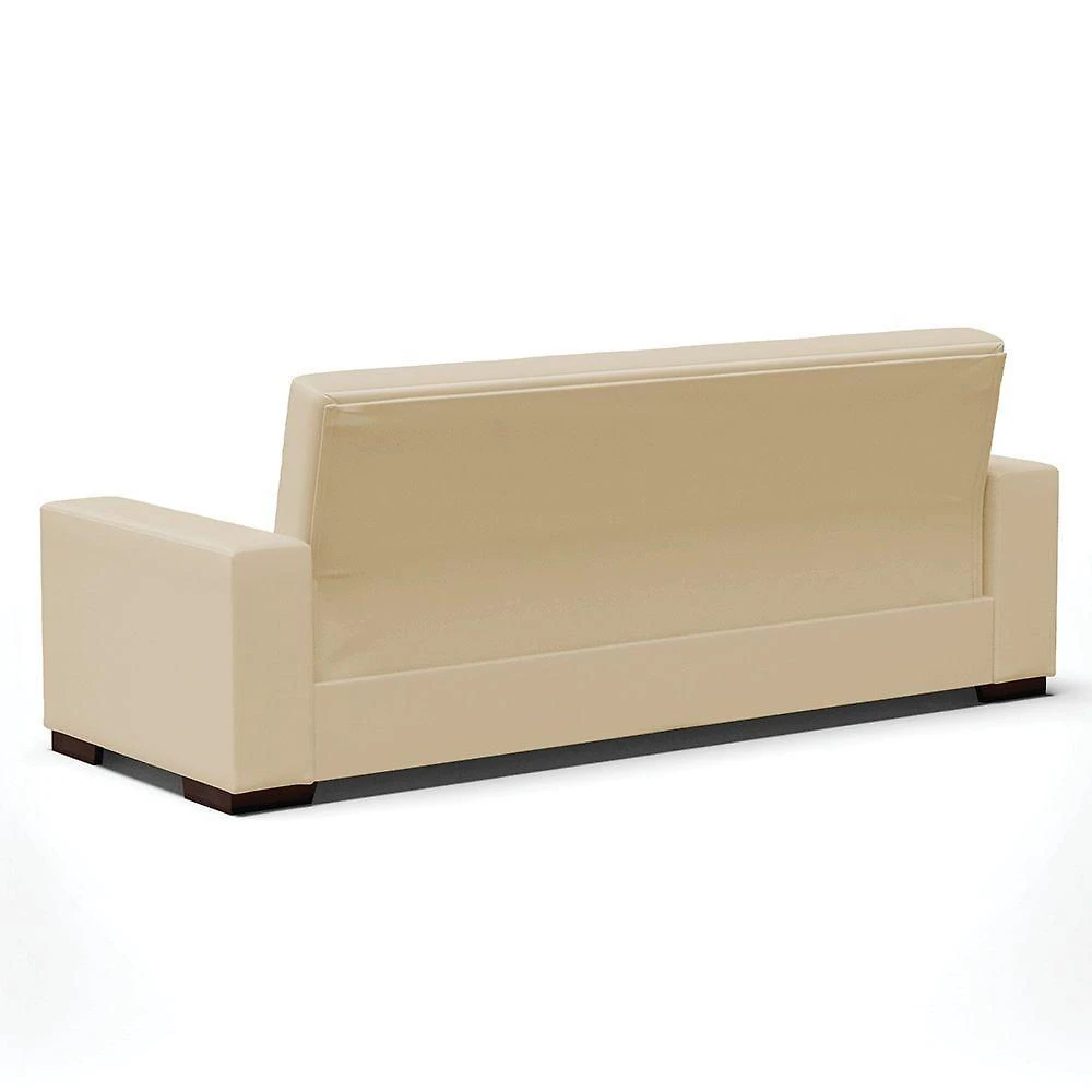 Miniatura Sofá Cama 02 Lugares Corino Bege De Pés Madeira