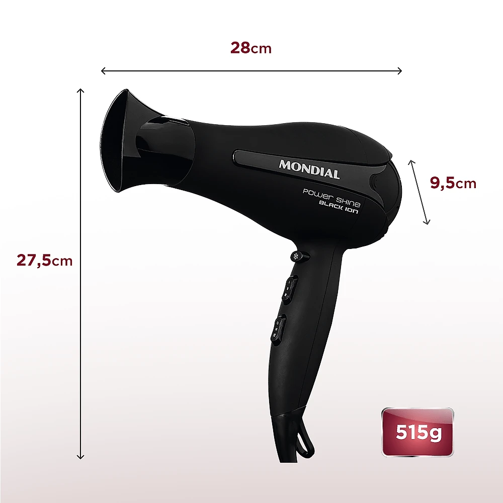 Secador de Cabelos Mondial Power Shine Black SC-13 SECADOR CABELO-127V-PRETO