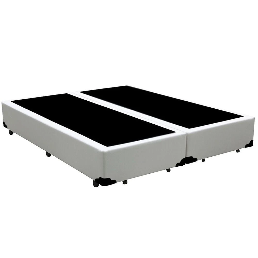 Cama Box Queen Bipartido King Design Sintético Branco 158x198x40