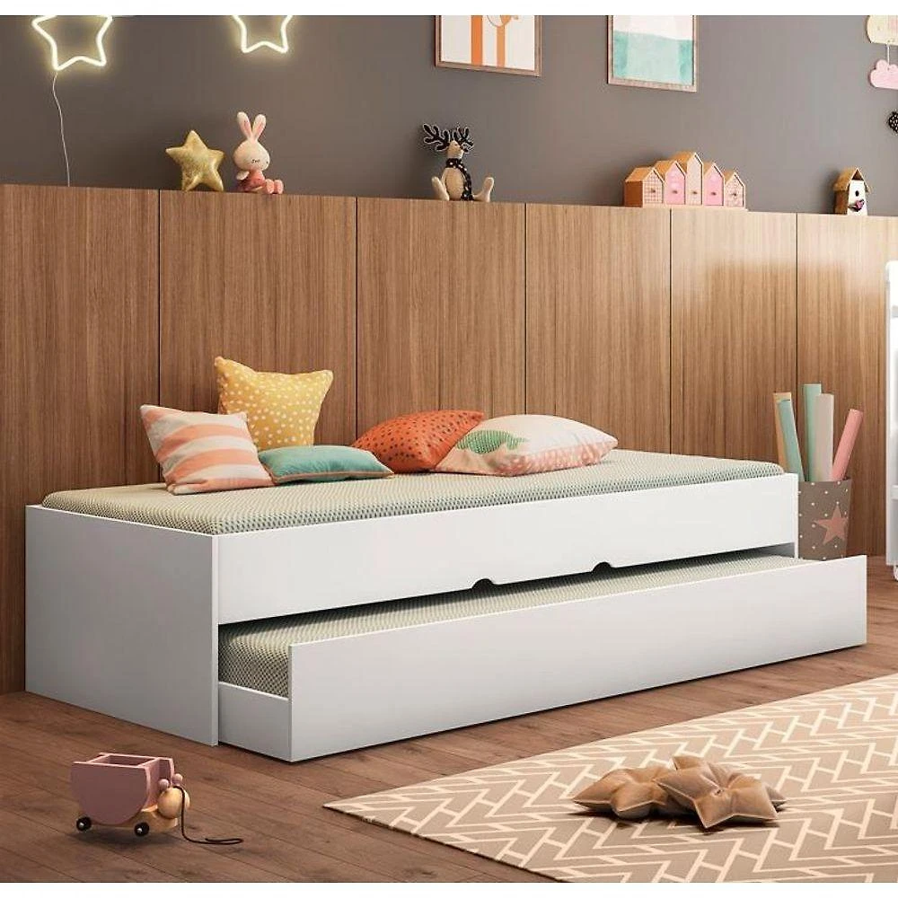 Bicama Solteiro Chiara com Cama Auxiliar MDP Branca Phoenix Baby