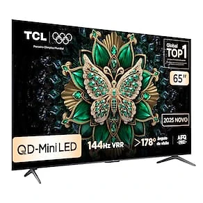 Miniatura Smart TV 65” TCL 65C6K 4K QD-Mini Led 144Hz com Sistema Operacional Google TV