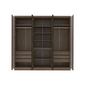 Miniatura Guarda-Roupa Casal Bartira Monte Rei 6 Portas de Bater com Espelho 6 Gavetas Internas MDP - 238cm de Largura Avelã/Capuccino