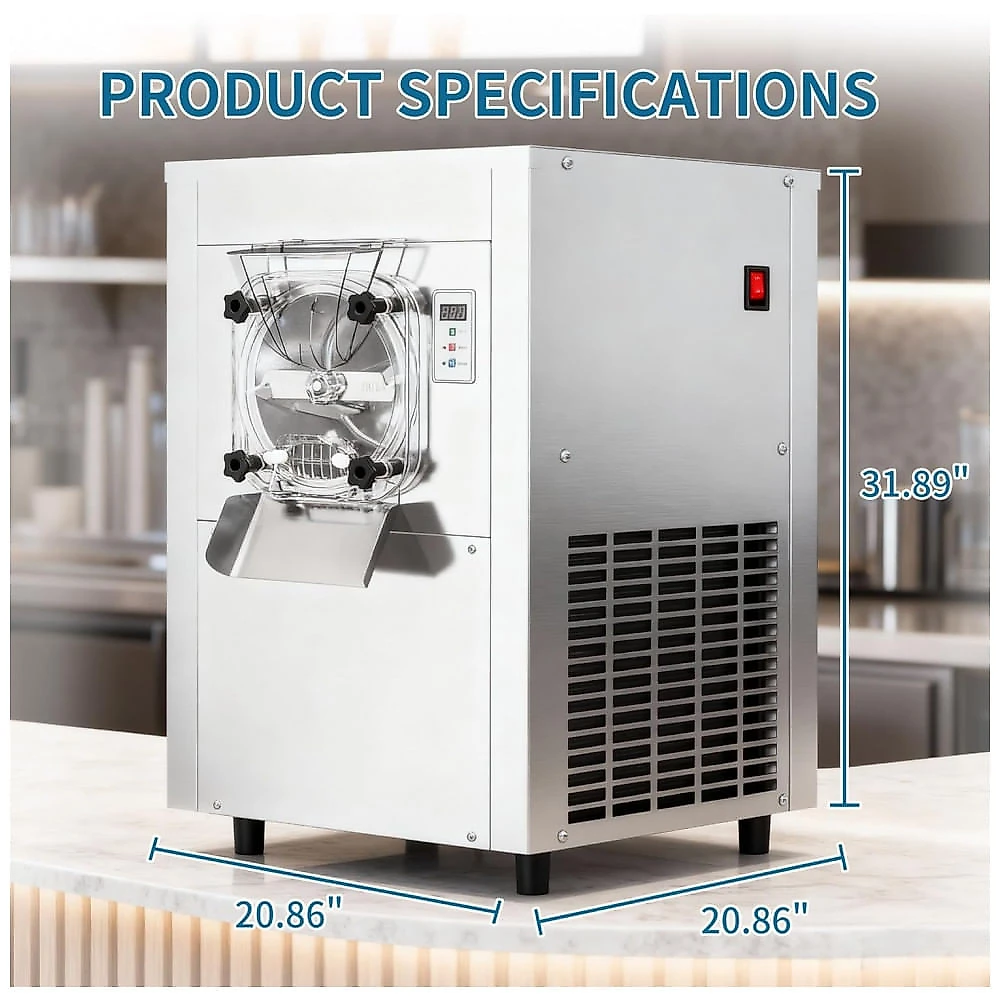 Máquina de Sorvete Hard Ice Cream Tipo Italiano AnyDoor Comercial Prata 6L 1600W 110V Compressor LED Display Limpeza Automática Profissional