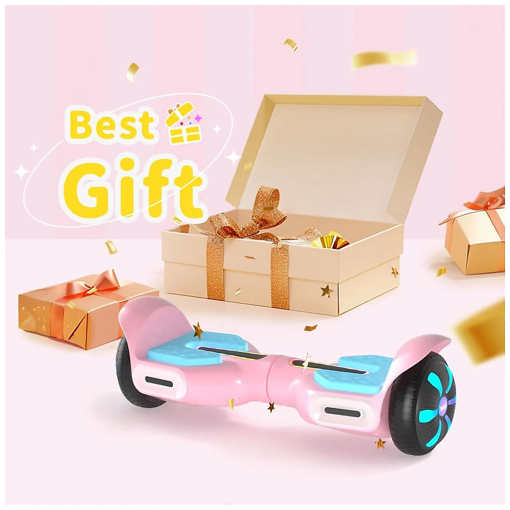 Hoverboard SIMATE Rosa e Azul 6,5" com Bluetooth, Luzes LED e Certificação UL2272 – Até 13,7 km/h, Autonomia de 12,8 km