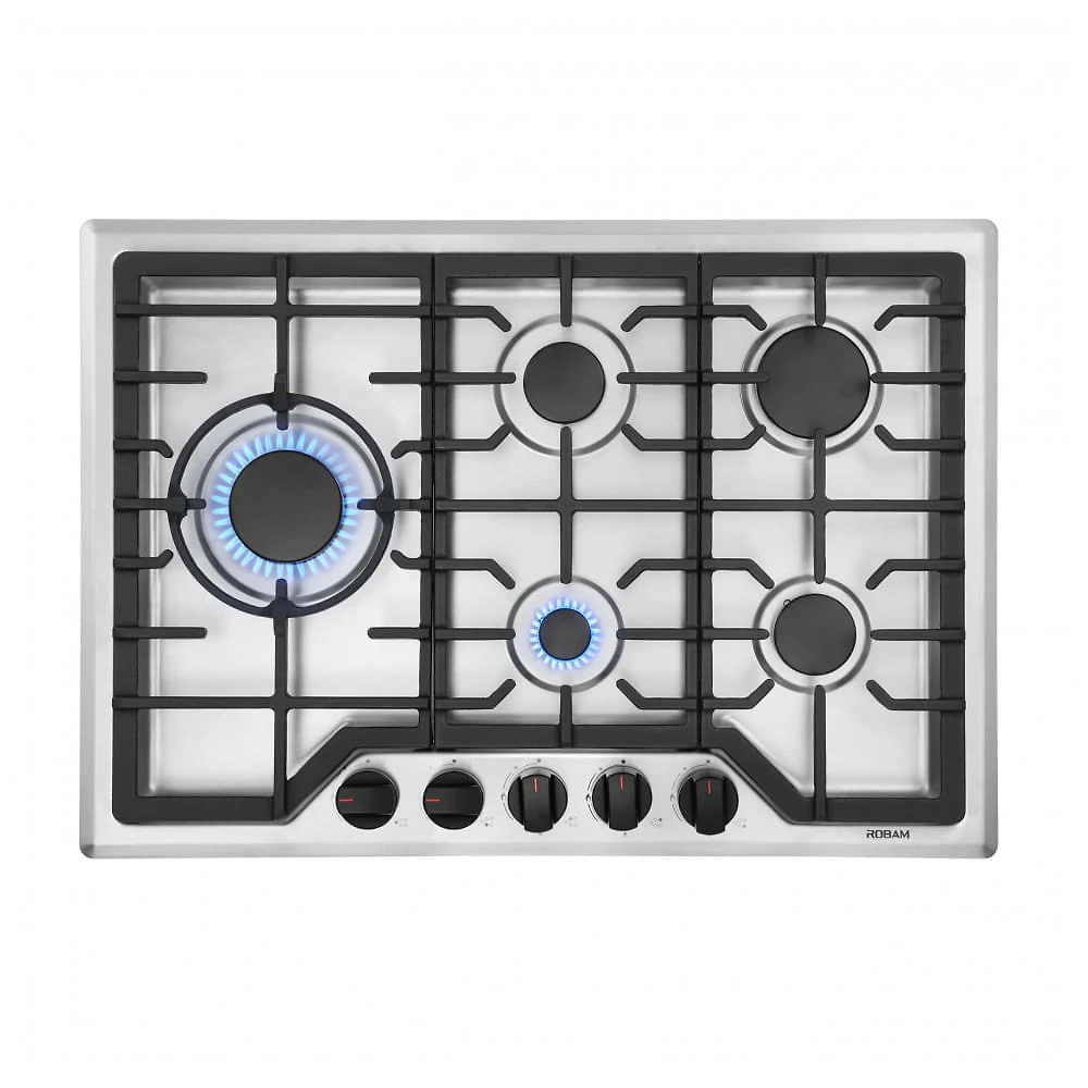 Cooktop a gás 5 queimadores Robam inox 30cm alta performance queimadores em latão proteção contra vazamento de gás 110V