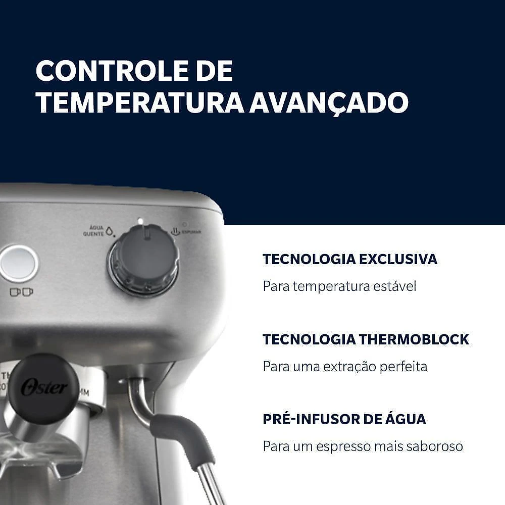 Cafeteira espresso oster xpert perfect brew com moedor integrado e bomba de 15bar 110v