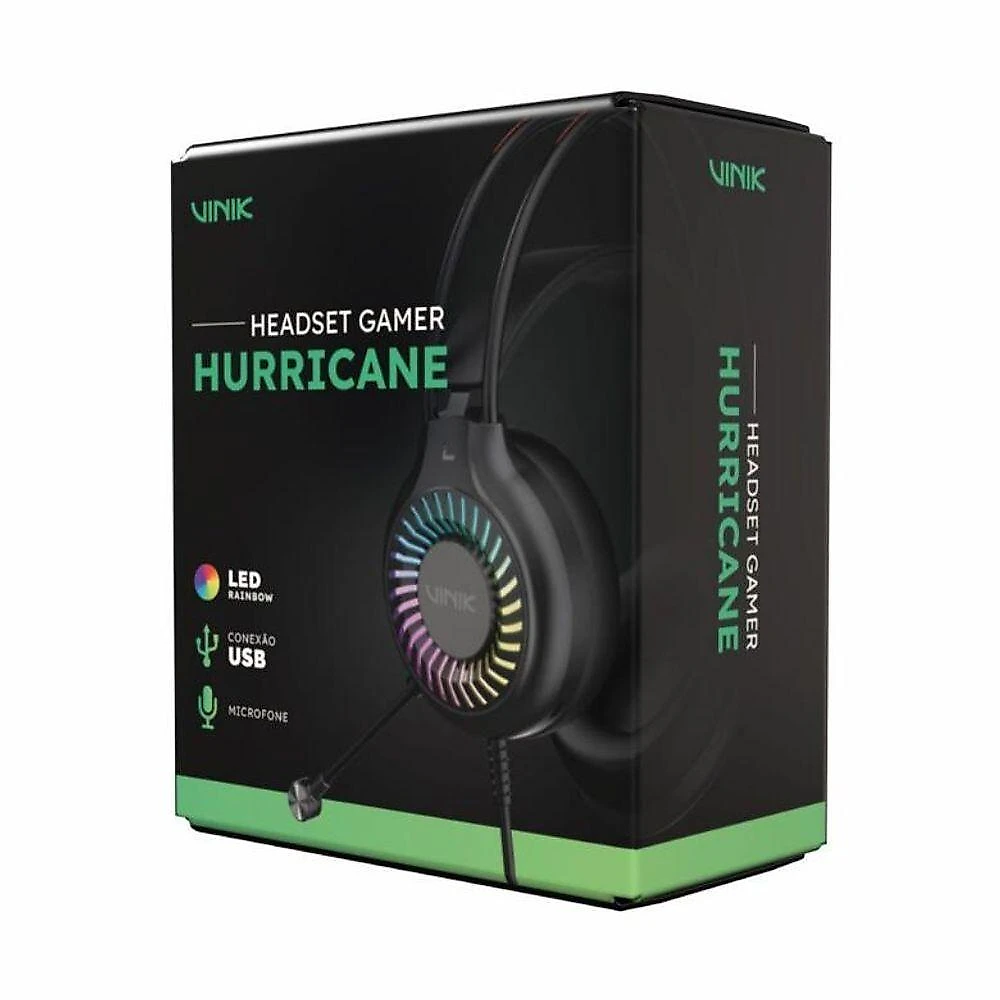 Headset Gamer Vinik Hurricane USB VKHSGHCN com LED Rainbow para Computador