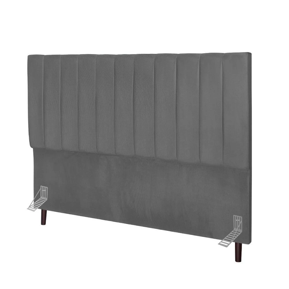Cabeceira Estofada Cama Casal Box 140 Cm Sara Suede E Frame Cor:cinza