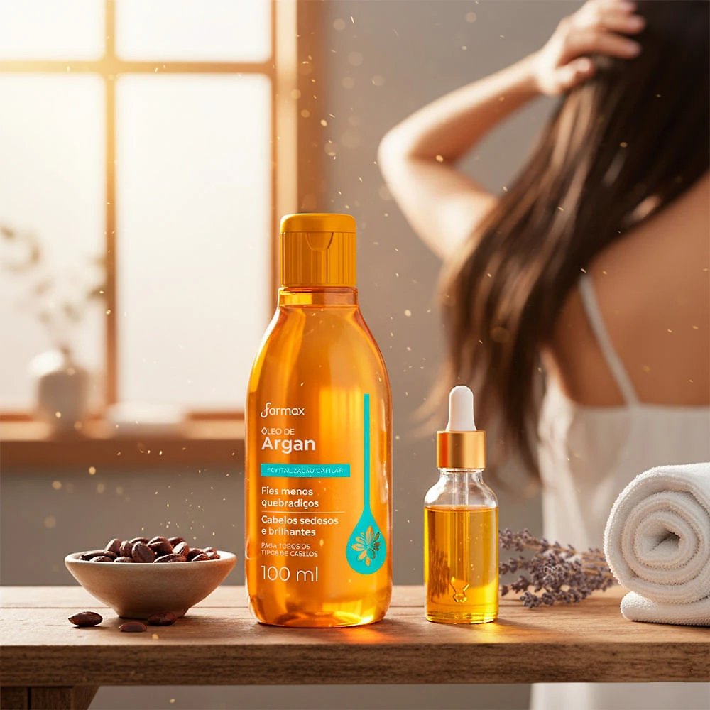 Miniatura Óleo de Argan Farmax Revitalização Capilar para Todos os Tipos de Cabelo 100ml