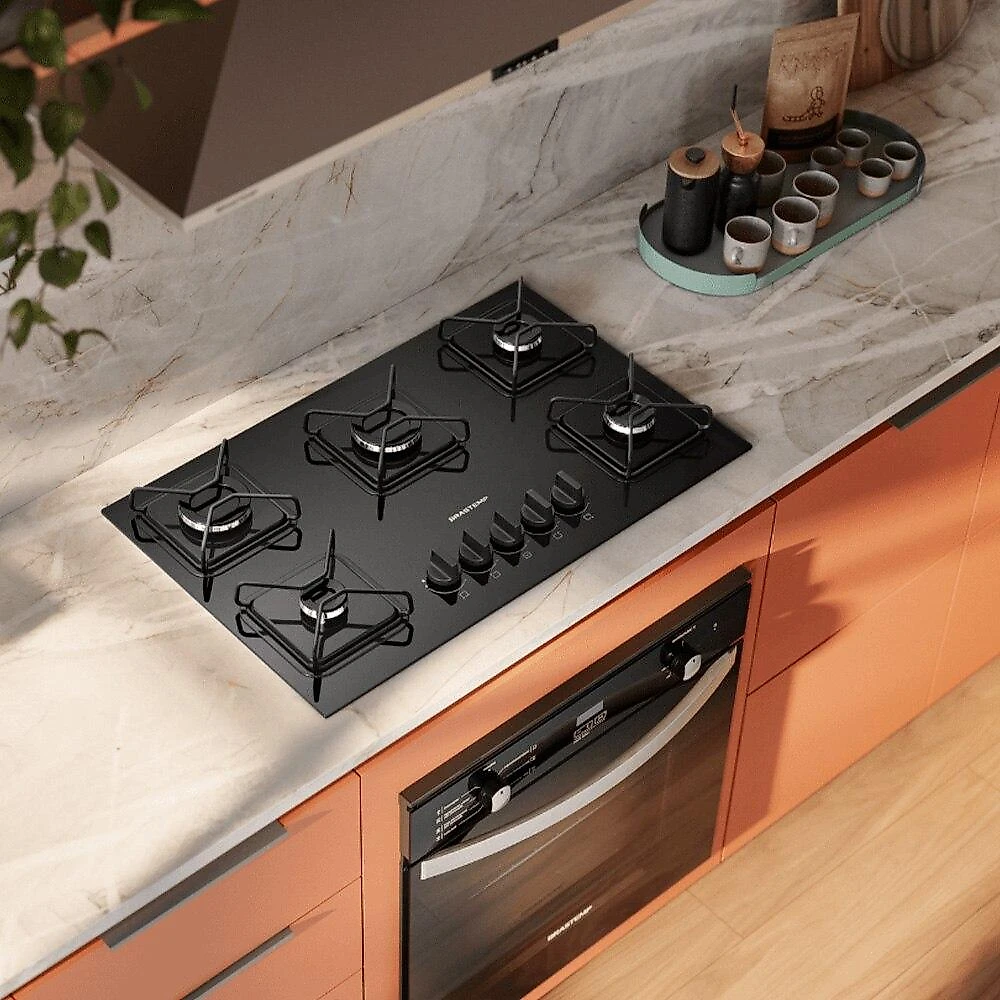 Cooktop 5 Bocas Brastemp BDD75BE Acendimento Super Automático, Preto