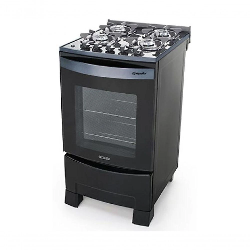 Fogão mueller decorato vetro piso 4 bocas preto fosco g3 601230050 bivolt