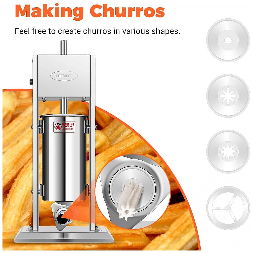Máquina de Encher Linguiça Elétrica, Fabricante Vertical Elétrico com 9 Velocidades Ajustáveis em Aço Inoxidável, LEEVOT