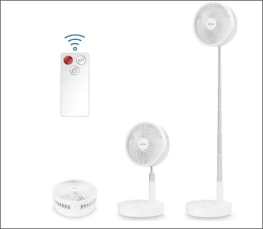 Ventilador de PisoMesa AICasePortátil Dobrável USB Bateria Recarregável Ajustável 4 Velocidades Branco 110V