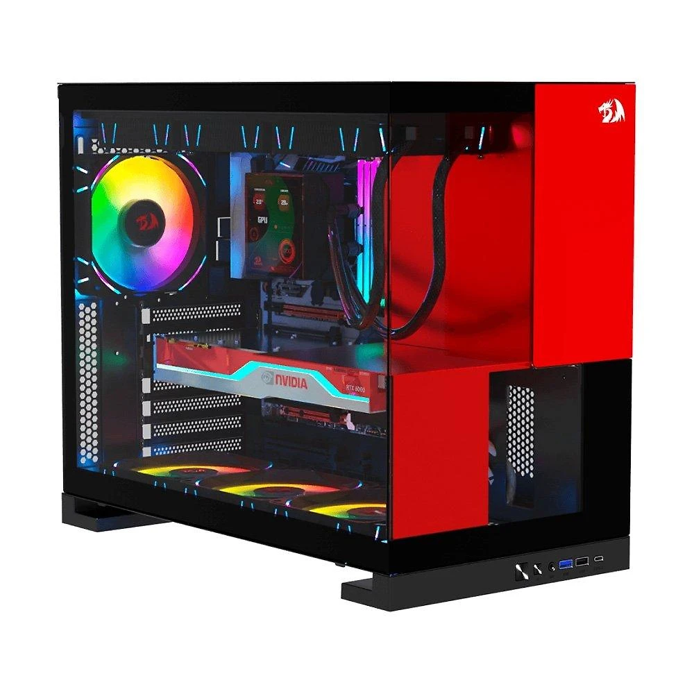 Gabinete Gamer Redragon Eternal P&V, Mid Tower, ARGB, ATX, Lateral em Vidro, Preto e Vermelho - CA-612BR
