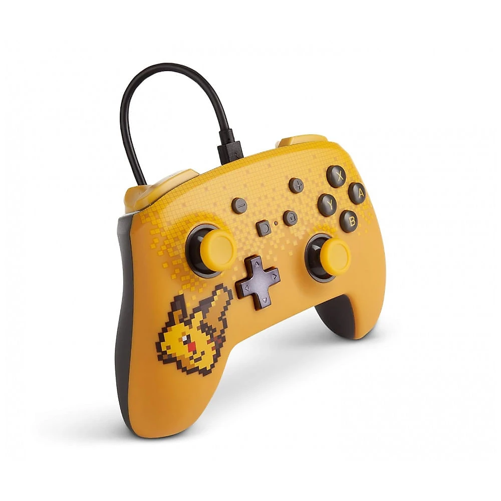 Controle com fio PowerA Enhanced para Nintendo Switch Pixel Pikachu com entrada de áudio e botões avançados mapeáveis