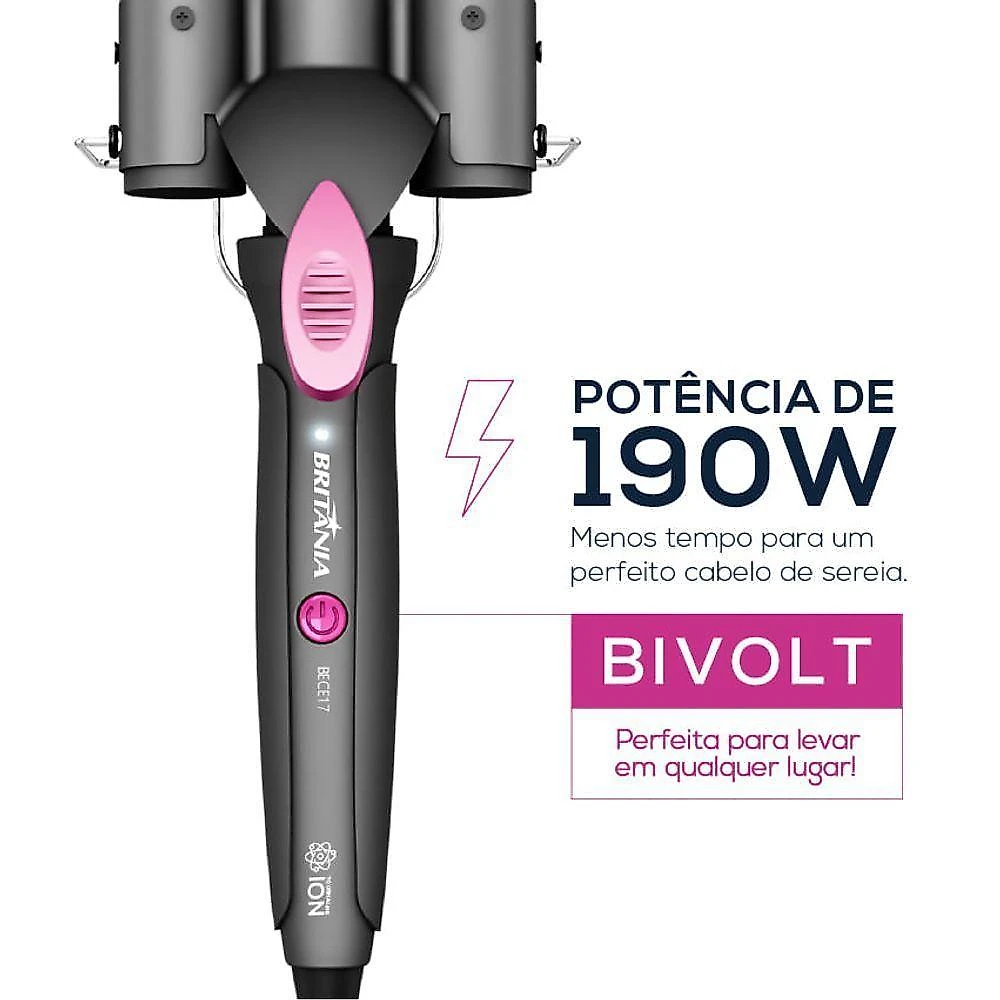 Modelador triondas britânia 190w tourmaline bece17 bivolt