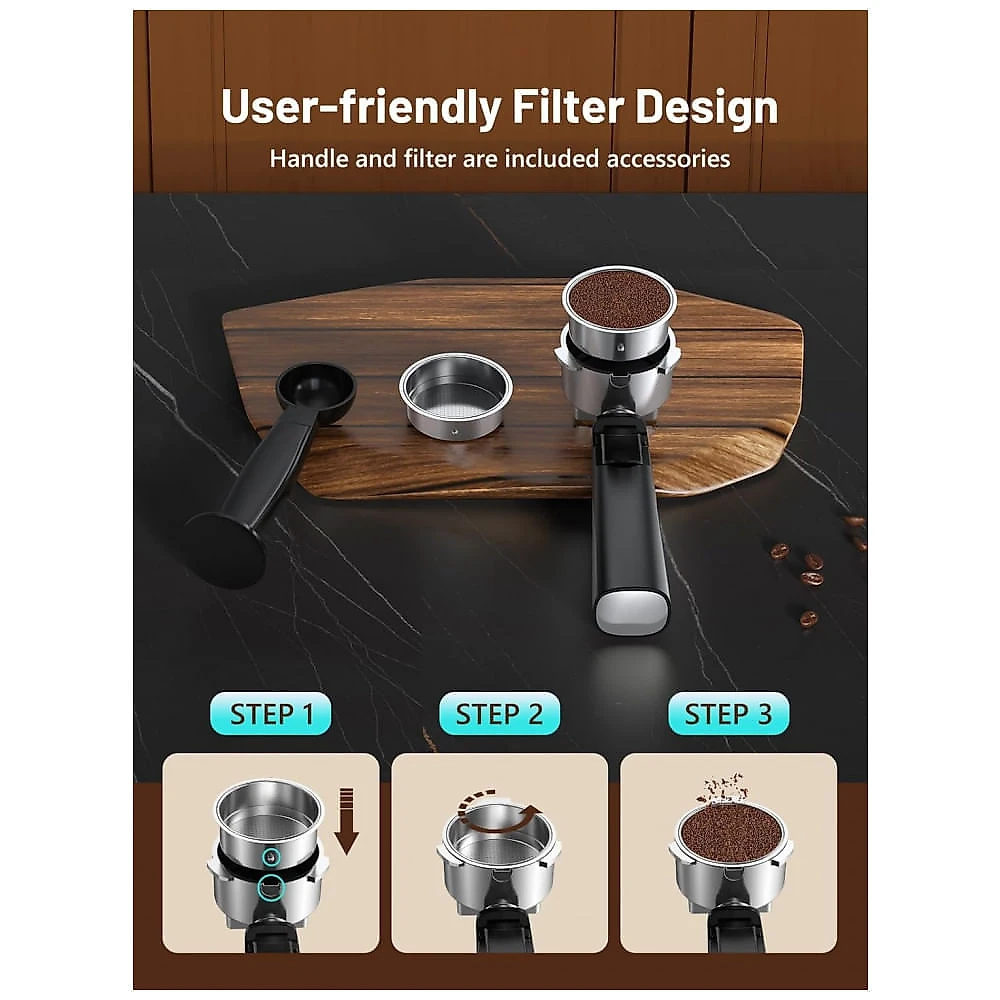 Cafeteira Espresso RELEXNOW Inox 20 Bar LCD 1,2L Vaporizador de Leite Café Quente e Gelado 110V