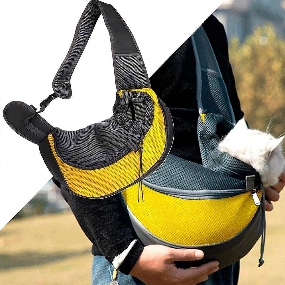 Bolsa Canguru AB Mídia para Pets Pequeno Porte Poliéster Amarelo