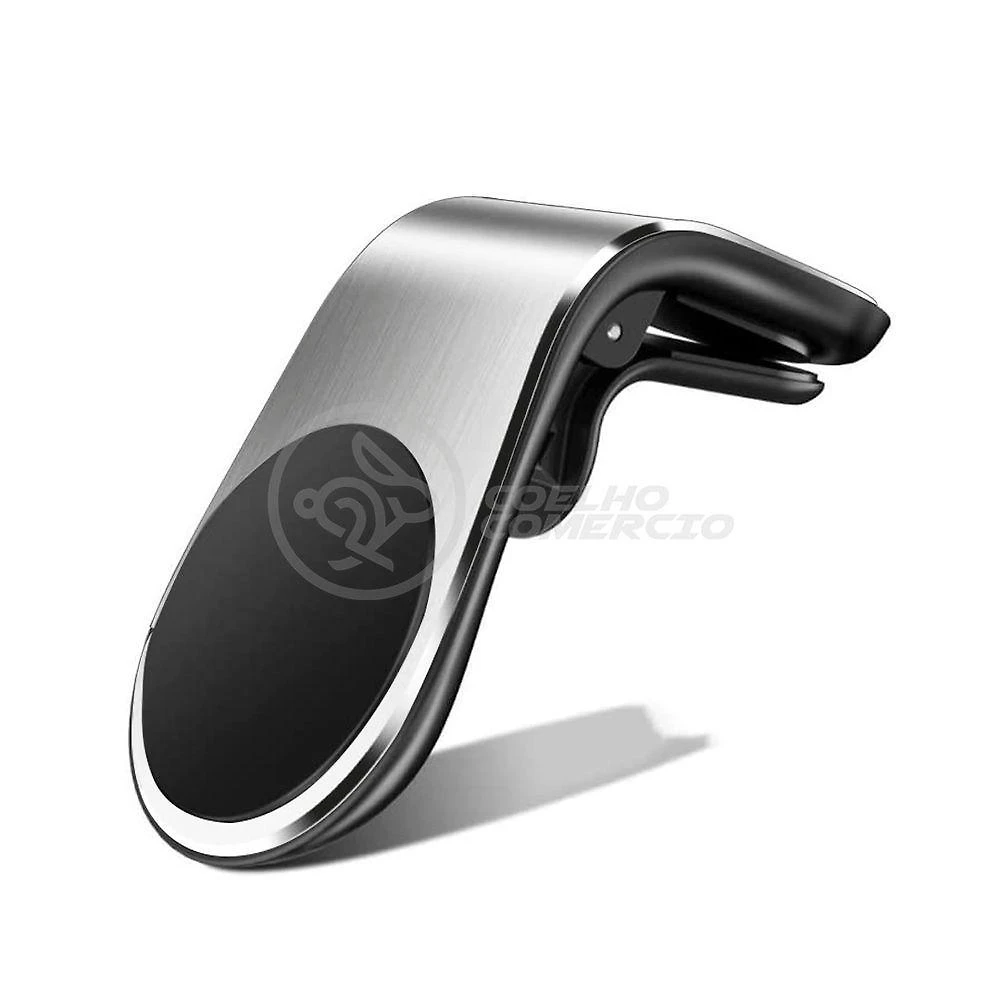 Suporte Adaptador Magnético Veicular Universal Clip Car Holder Para Painel De Carro Tipo L - Prata