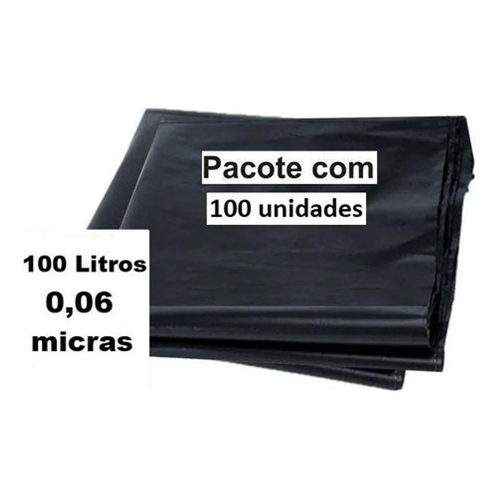 Saco de Lixo P6 Preto 100L Super Reforçado 75X100CM Pacote com 100 Unidades Higipack