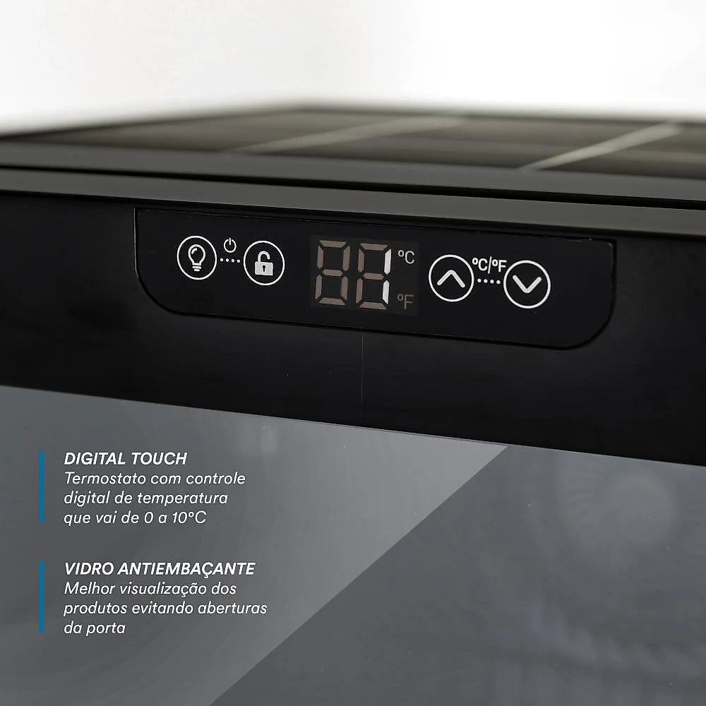 Refrigerador Expositor Vertical EOS 231 Litros Eco Gelo Digital All Black EEV210P 220V