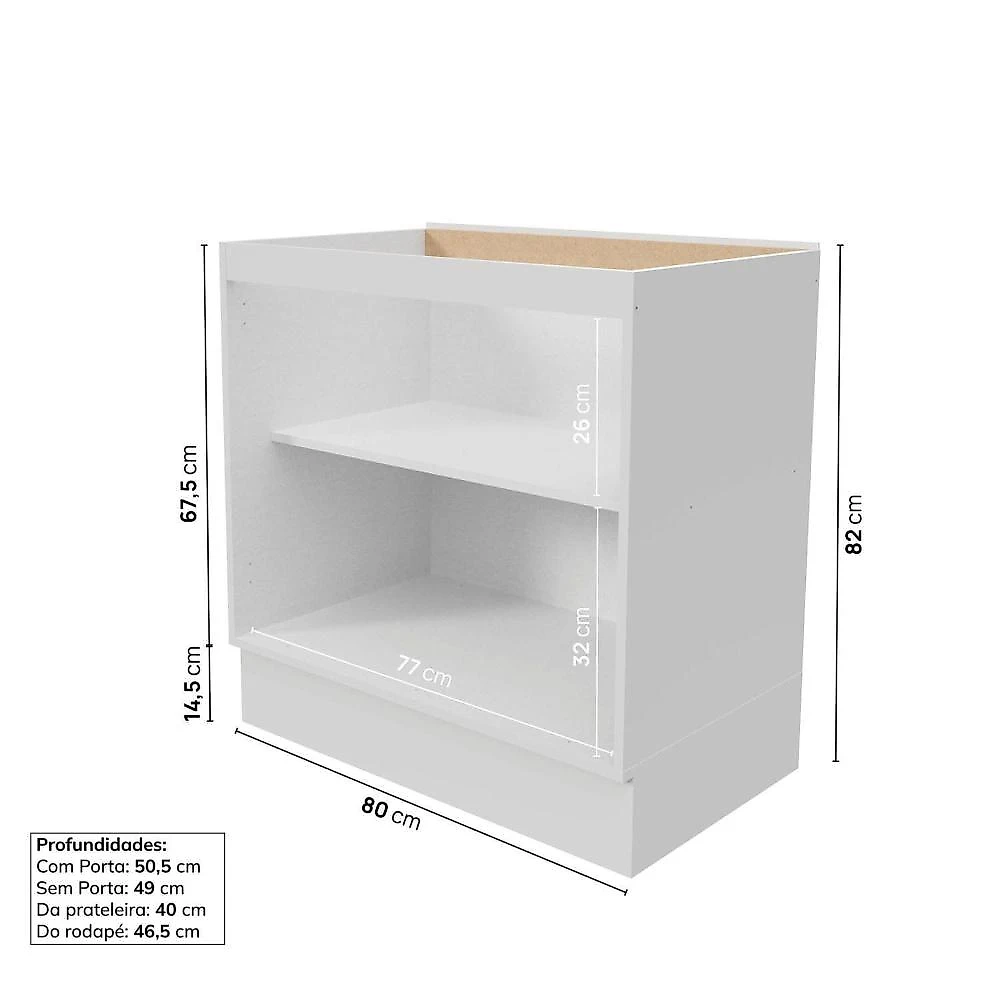 Cozinha Modulada 4 Pçs com Tampo com Cristaleira Marselha Cabecasa Madeiraoriginals Branco/Calcare