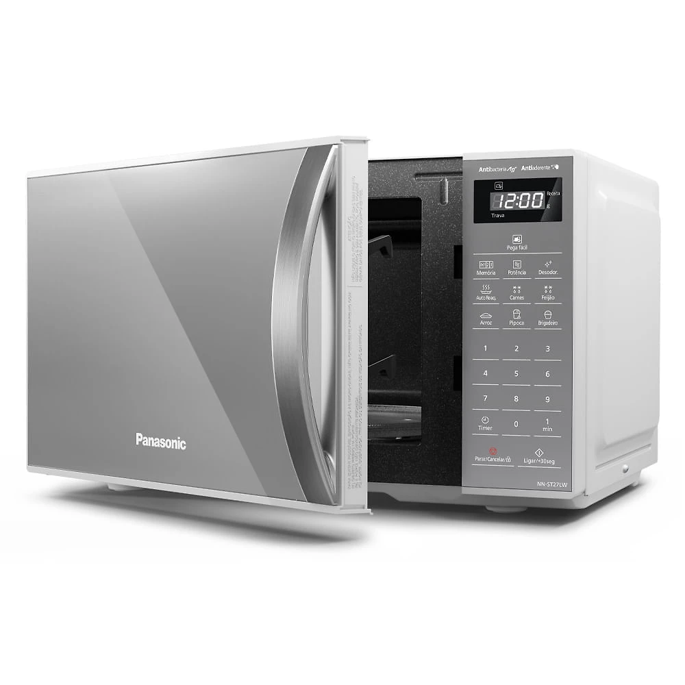 Miniatura Microondas Panasonic Tecnologia Pega Fácil 21L Branco Espelhado - ST27LWRU 110v