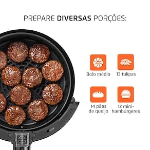 Miniatura Fritadeira Elétrica Sem Óleo Air Fryer Mondial AF35-BF MK NE 1500W 3,5 Litros - Preta 110V