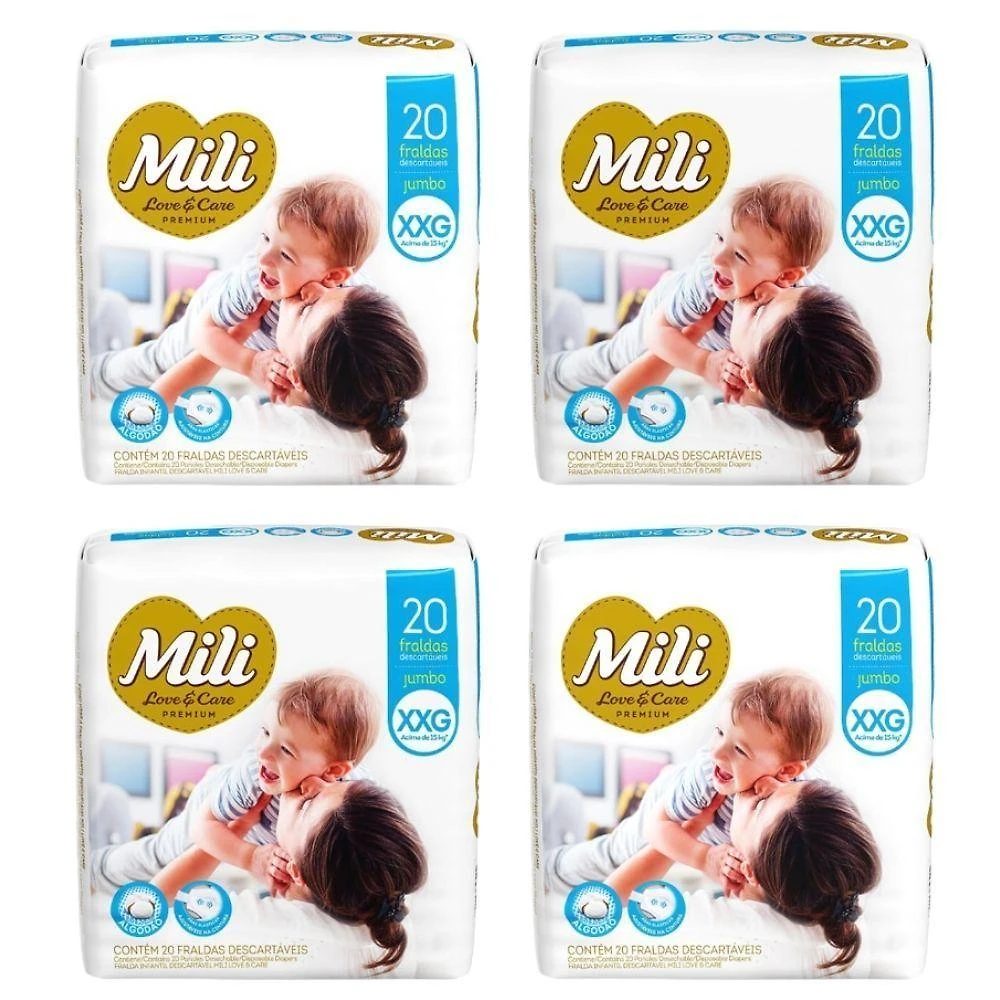 Fralda Descartavel Love & Care Linha Premiun XXG 4 Pacotes 20 Unidades Total 80 Mili
