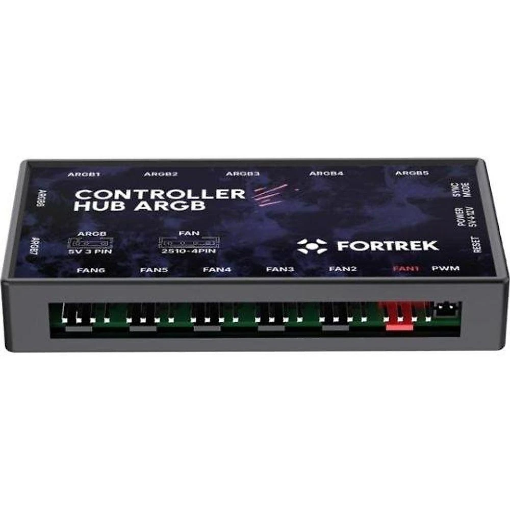 Controladora de Fan Controller Hub F002 com 7 Entradas ARGB e 6 PWM Preto Fortrek