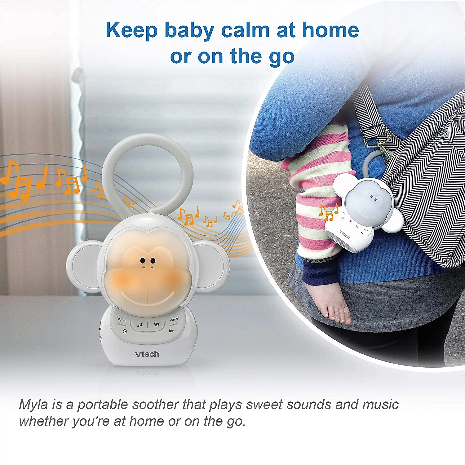 VTech BC8211 Máquina de Som Ruído Branco para Bebês Recém Nas cidos com Luzes Branco Macaco