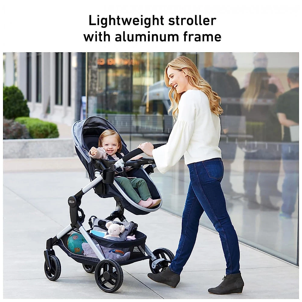 Carrinho de bebê Graco Modes Nest com Assento reversível e Altura Ajustável, Cinza