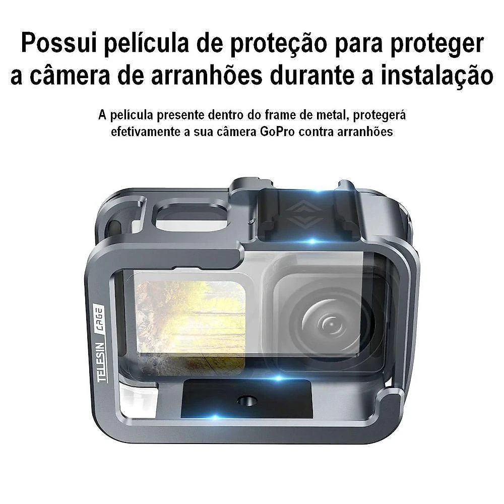 Frame Alumínio Horizontal E Vertical Gopro 12-11-10-9 - Telesin