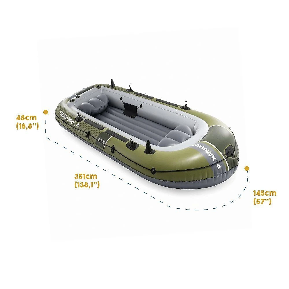 Bote Inflável Seahawk 4 Pessoas Porta Varas 400kg PVC Super Tough Intex