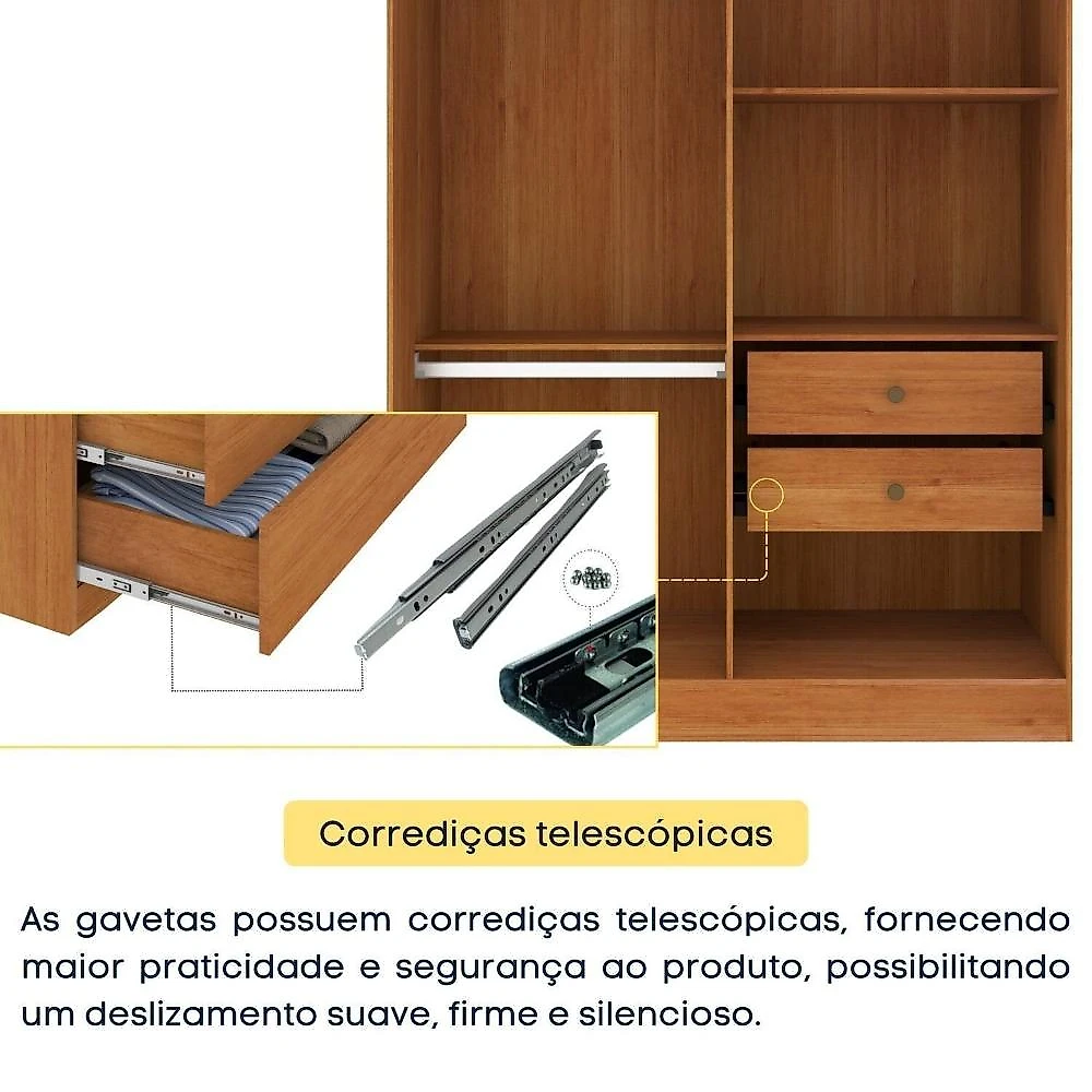 Conjunto Infantil com Cama 100% MDF e Guarda-Roupa Harmonia Espresso Móveis Conjunto Infantil com Guarda Roupa e Cama 100% MDF Harmonia Espresso Móveis Cinamomo / Off White