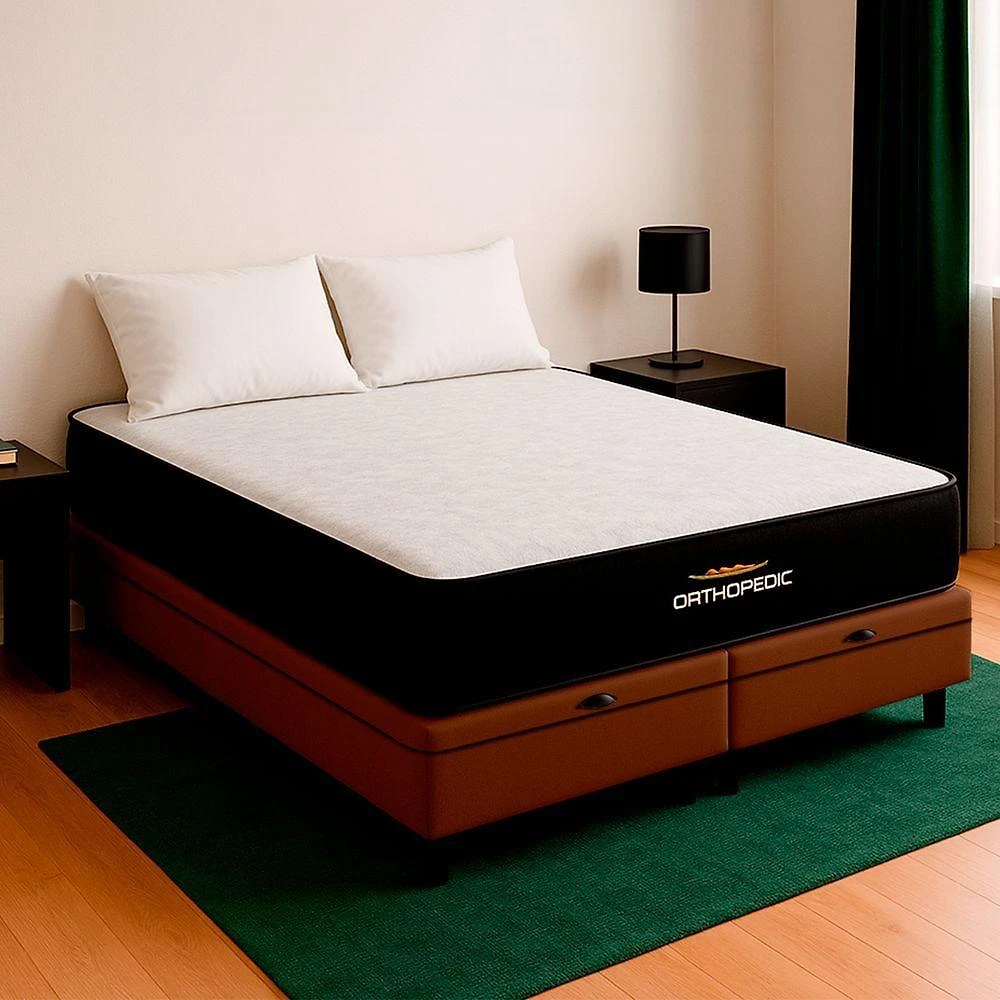 Cama Box Queen Marrom E Colchão Orthopedic D33 Vstore