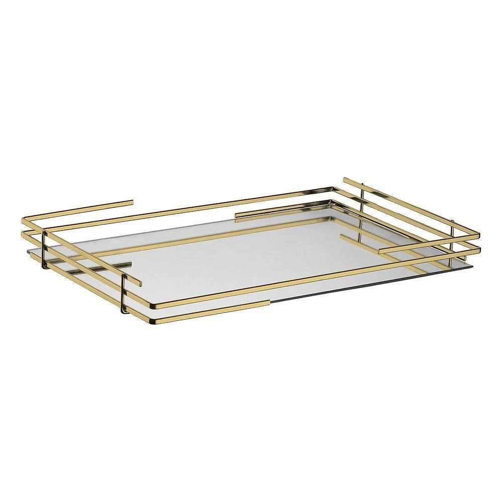 Bandeja Celine com Base Espelhada e Design Moderno Dourada Hara