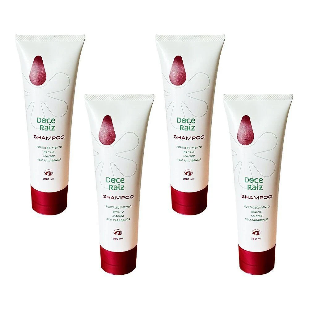 Kit 4 Shampoo Natural Doce Raiz De Extrato De Batata Doce 250ml
