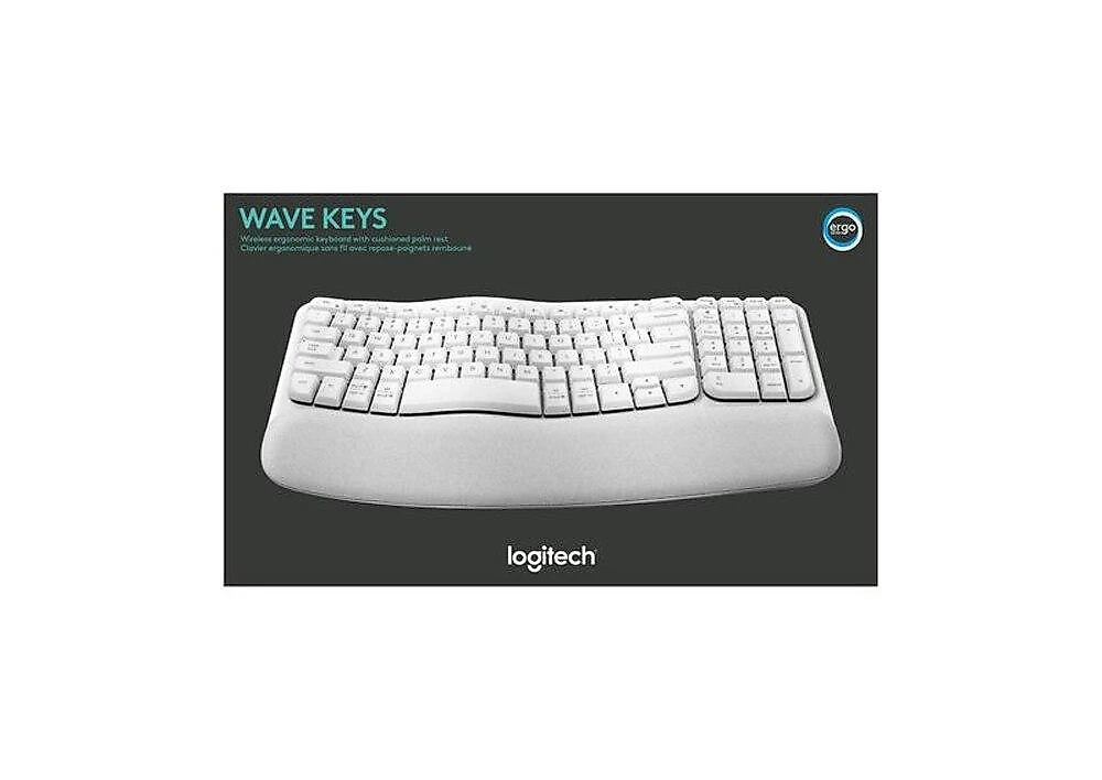 Teclado Ergonômico sem fio Logitech Wave Keys - Branco