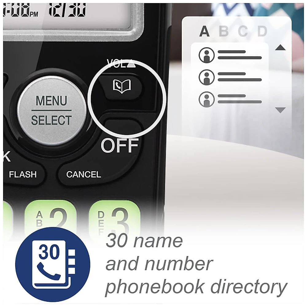 Telefone sem fio VTech VG13121 DECT 6.0 com 2 ramais, Bluetooth, Visor Azul e Branco, Teclas Grandes, Viva-voz, Identificador de Chamadas, Montagem.