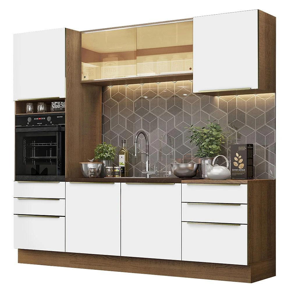 Cozinha completa madesa lux 240002 com armário e balcão - rustic/branco veludo